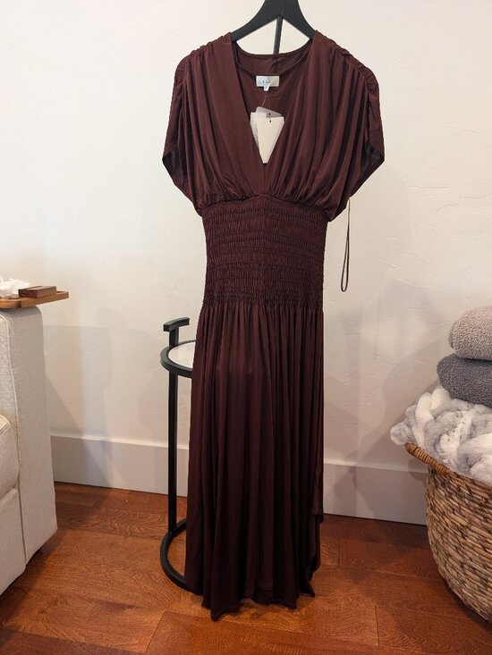 A.L.C. Dresses & Skirts - A.L.C. Delicate Smocked Maxi Dress • Deep Burgundy • Size L • NWT $695